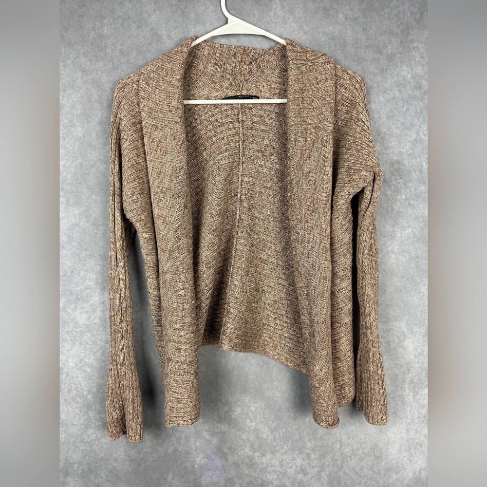 Peruvian Connection Loose‎ Knit  Cardigan Sweater Tan Small Beachy Pima Cotton